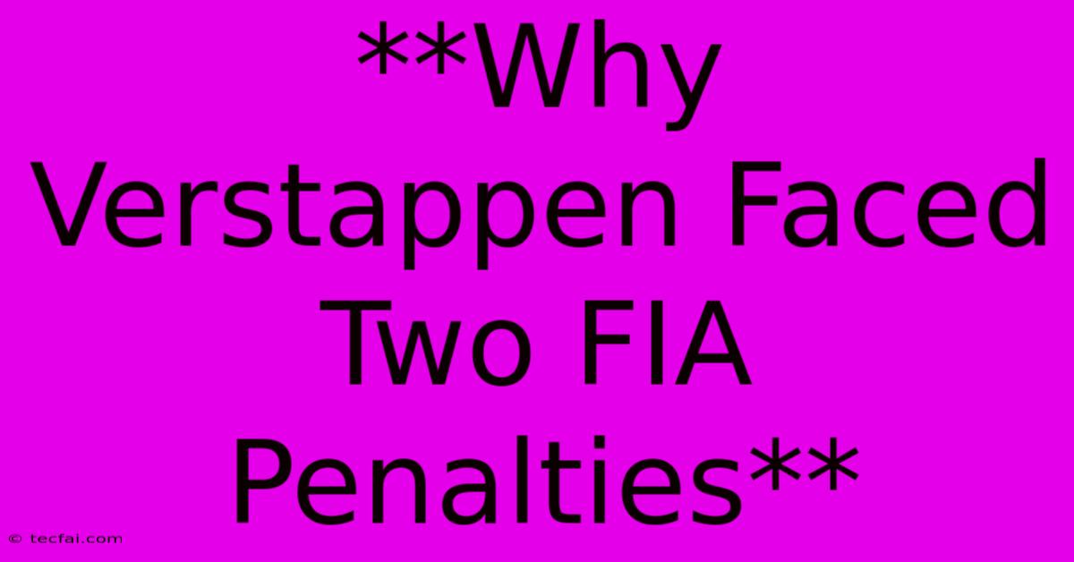 **Why Verstappen Faced Two FIA Penalties**