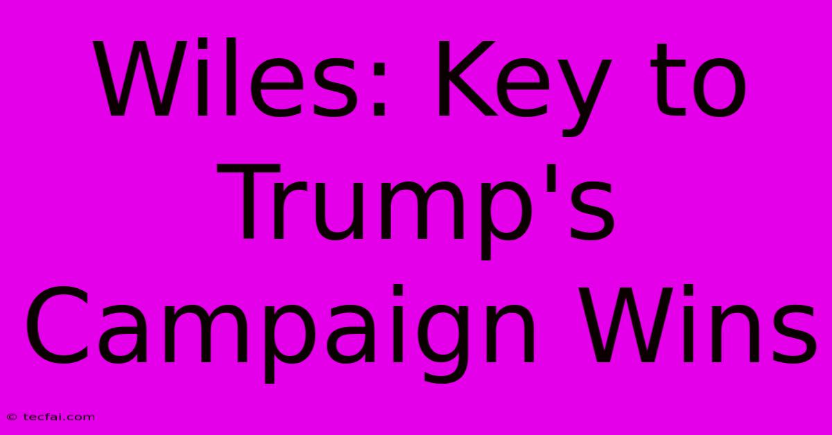 Wiles: Key To Trump's Campaign Wins 