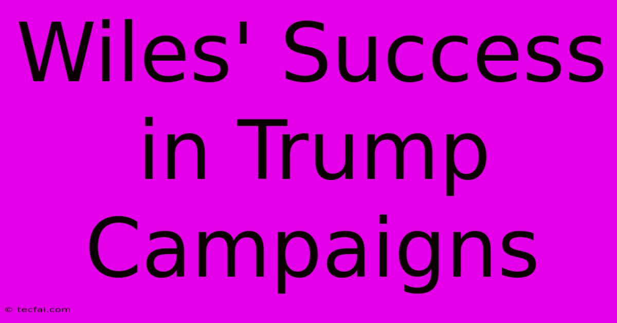 Wiles' Success In Trump Campaigns