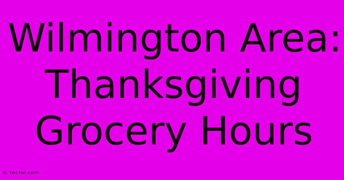 Wilmington Area: Thanksgiving Grocery Hours