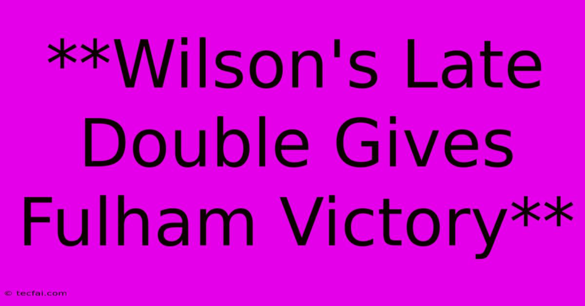 **Wilson's Late Double Gives Fulham Victory**