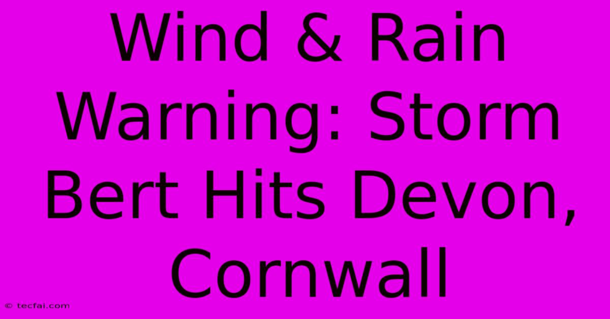 Wind & Rain Warning: Storm Bert Hits Devon, Cornwall