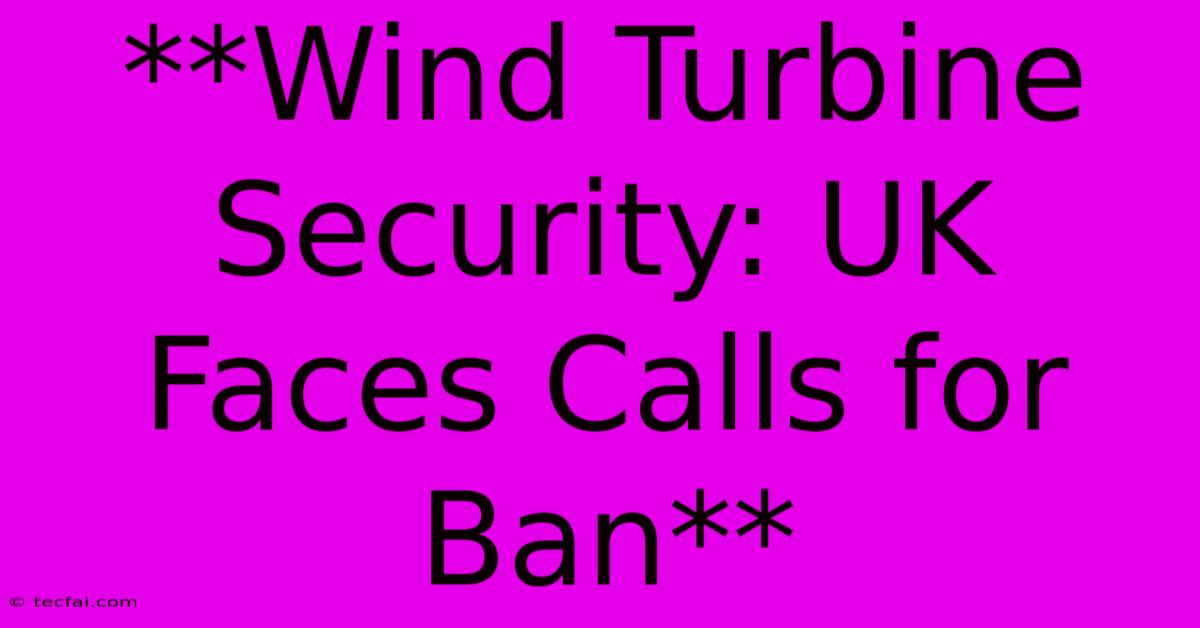 **Wind Turbine Security: UK Faces Calls For Ban**