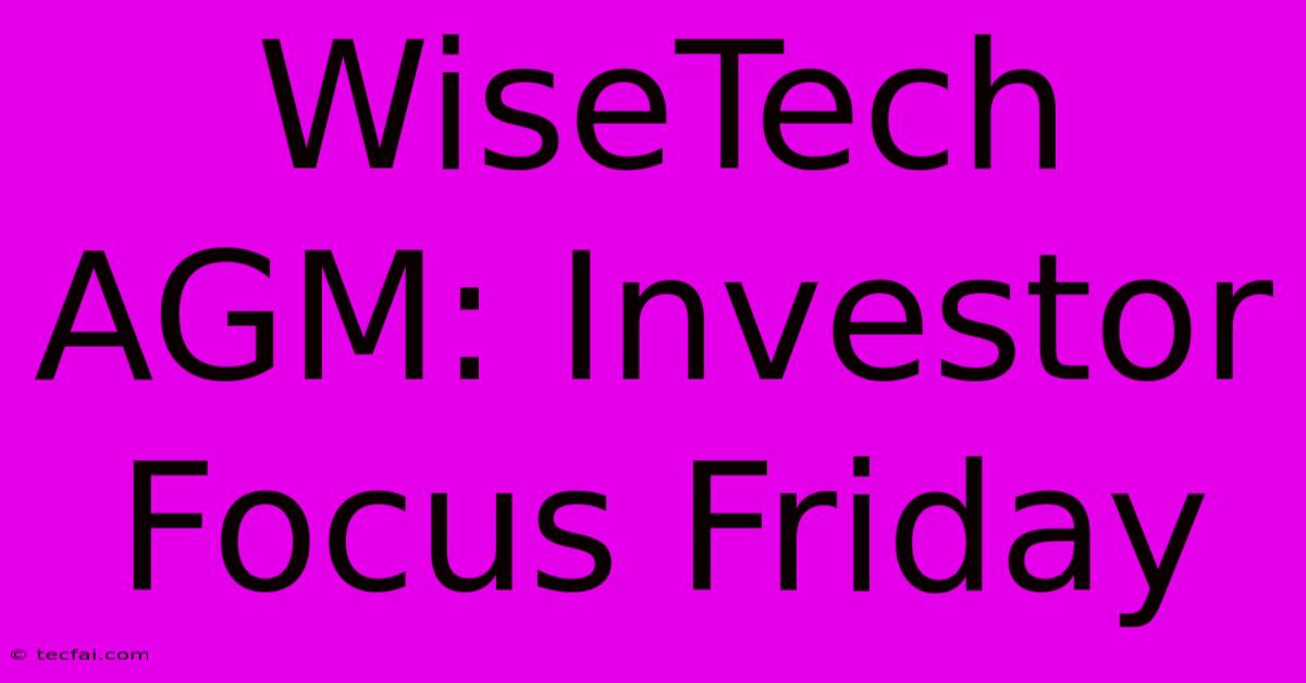 WiseTech AGM: Investor Focus Friday