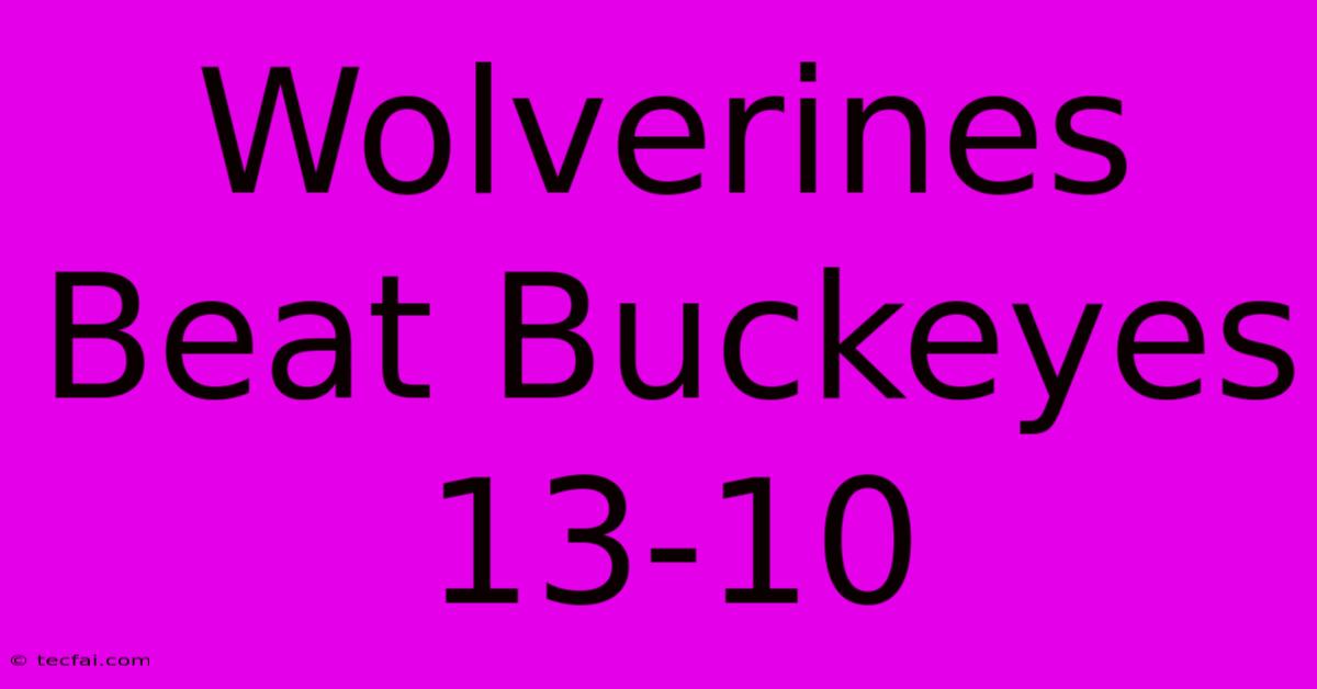 Wolverines Beat Buckeyes 13-10