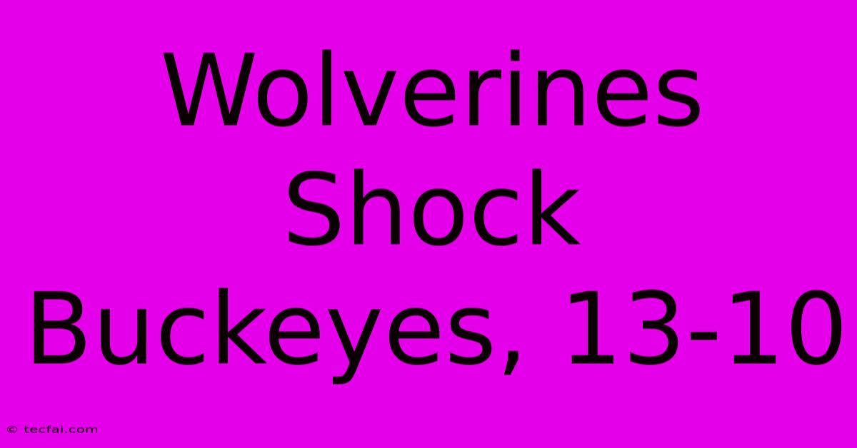 Wolverines Shock Buckeyes, 13-10