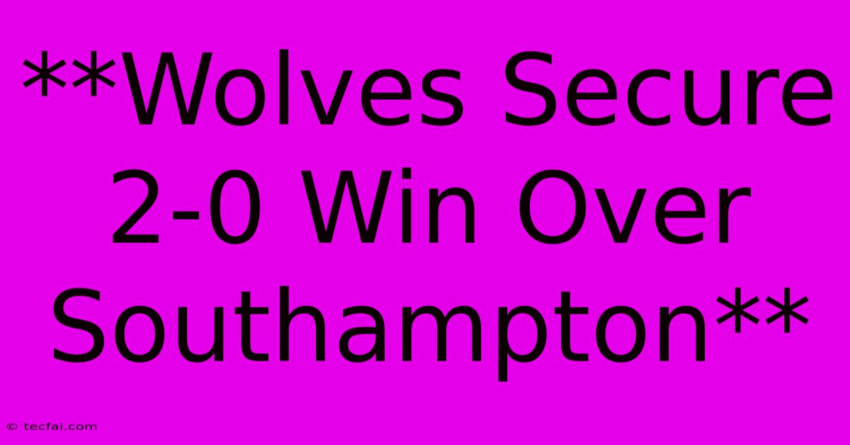 **Wolves Secure 2-0 Win Over Southampton**