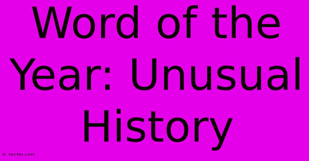 Word Of The Year: Unusual History