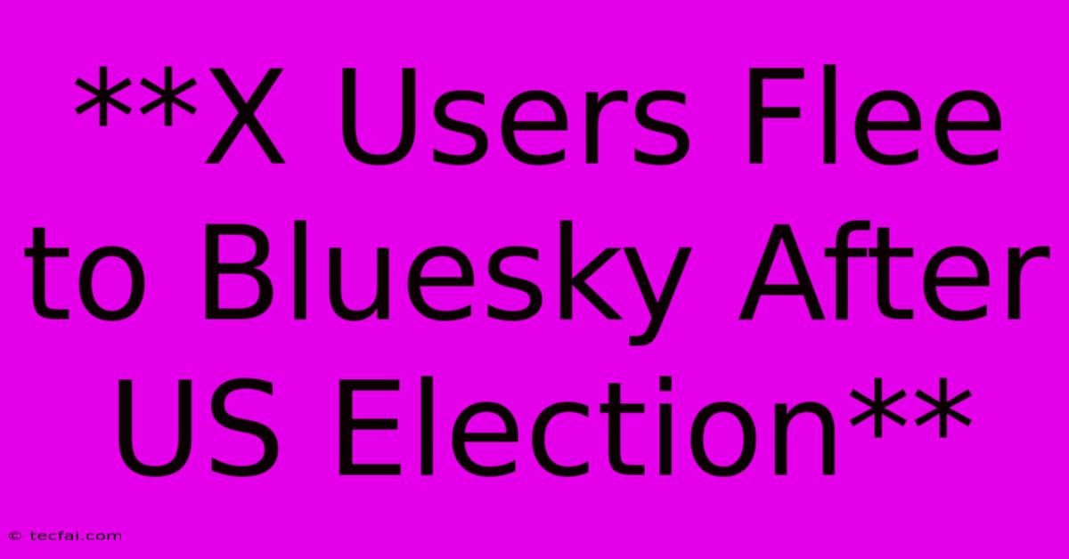 **X Users Flee To Bluesky After US Election**