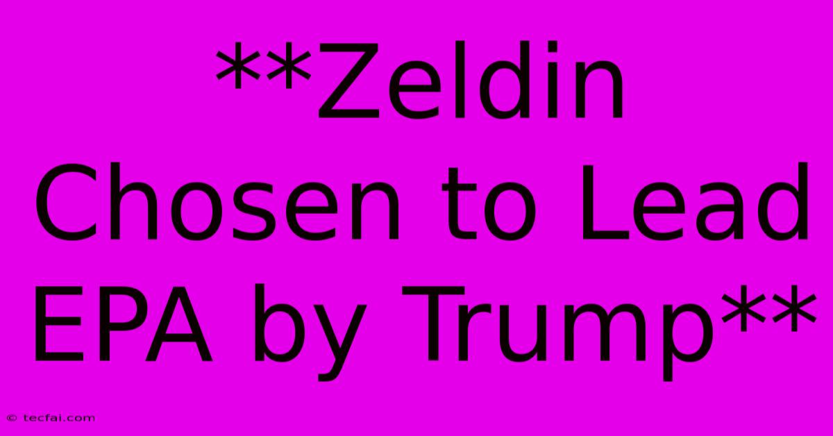 **Zeldin Chosen To Lead EPA By Trump**