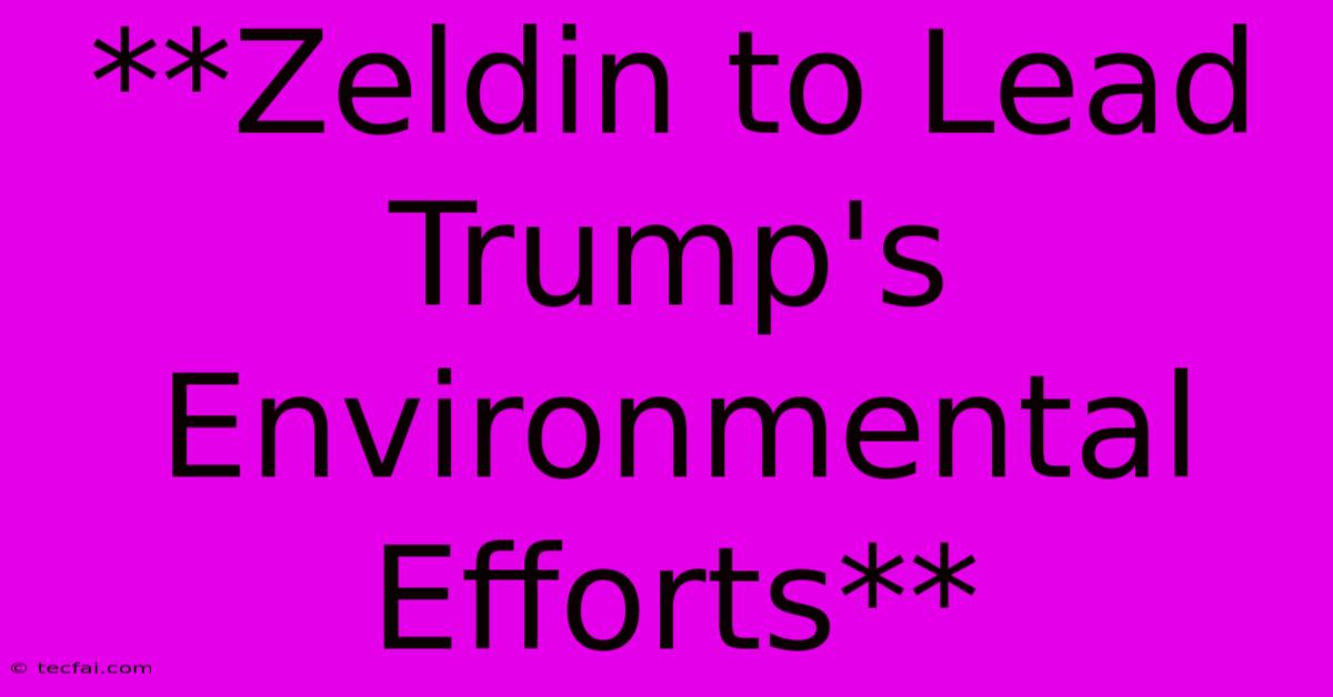 **Zeldin To Lead Trump's Environmental Efforts**