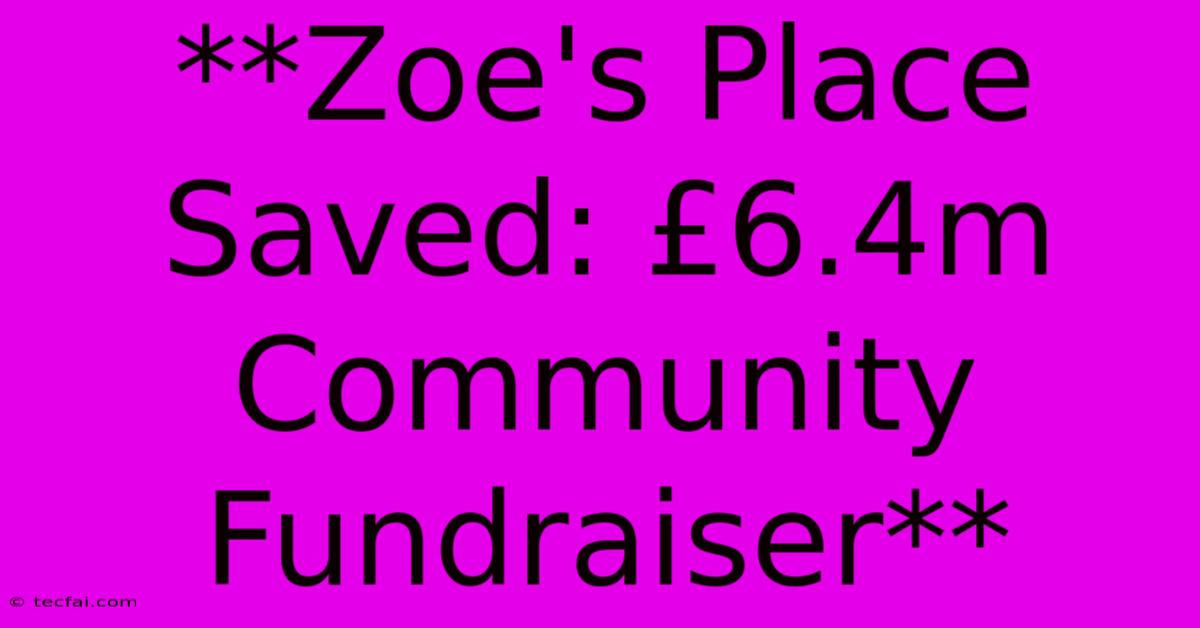 **Zoe's Place Saved: £6.4m Community Fundraiser**