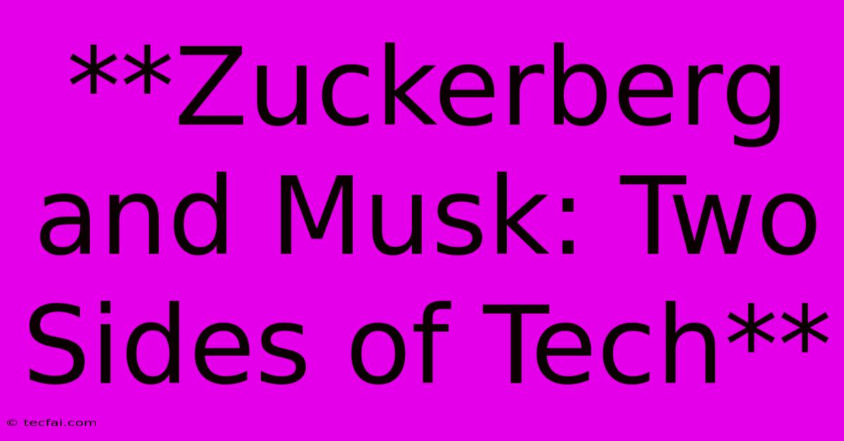 **Zuckerberg And Musk: Two Sides Of Tech**